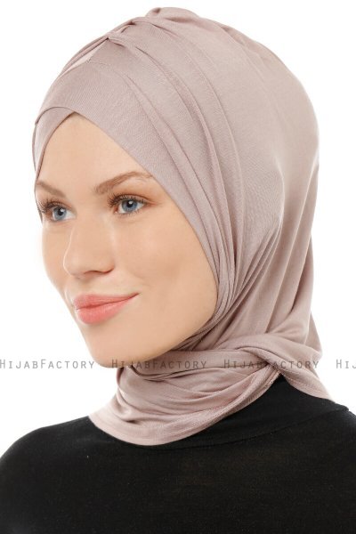 Isra Cross - Steingrau One-Piece Viscose Hijab