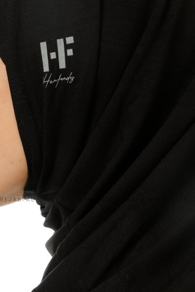 Hanfendy Plain Logo - Schwarz One-Piece Hijab