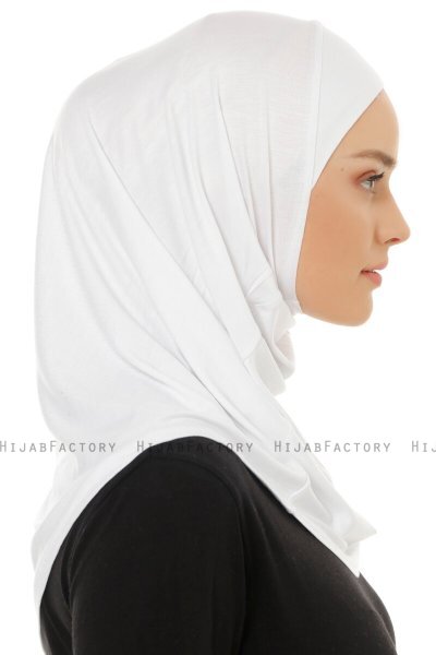 Hanfendy Plain Logo - Weiß One-Piece Hijab