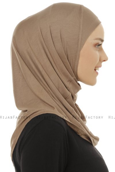 Hanfendy Plain Logo - Dunkeltaupe One-Piece Hijab