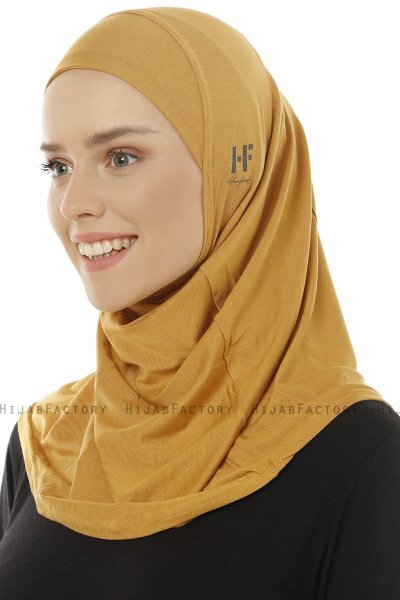 Hanfendy Plain Logo - Senf One-Piece Hijab