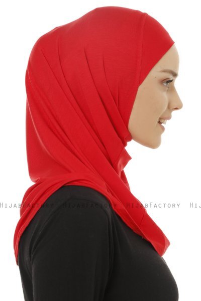 Hanfendy Plain Logo - Rot One-Piece Hijab