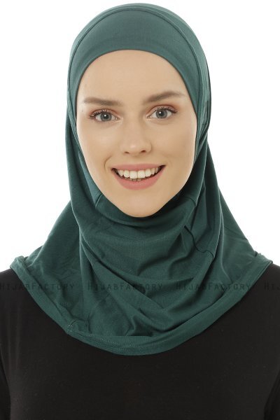 Hanfendy Plain Logo - Dunkelgrün One-Piece Hijab