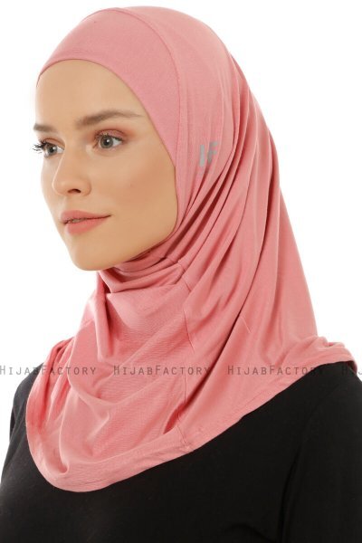 Hanfendy Plain Logo - Dunkelrosa One-Piece Hijab