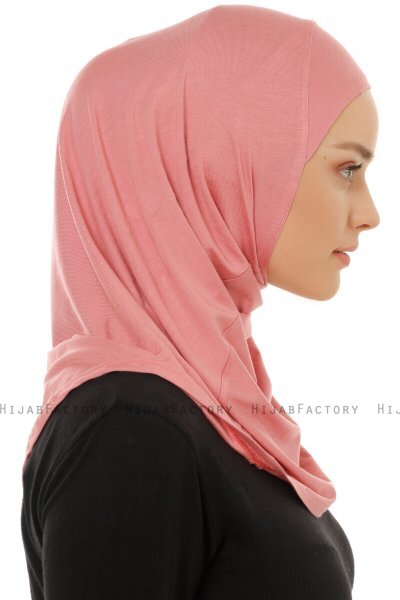 Hanfendy Plain Logo - Dunkelrosa One-Piece Hijab