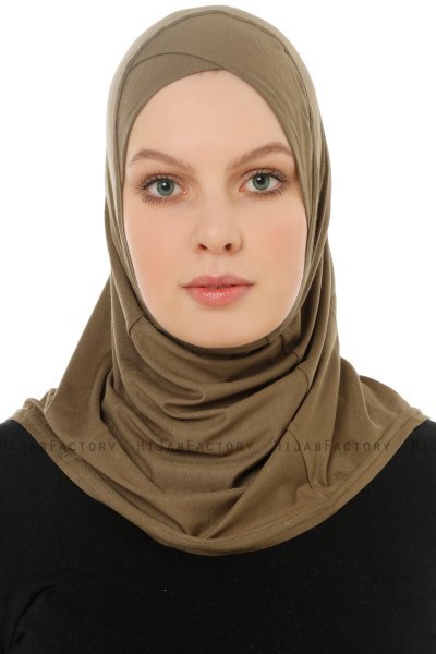 Hanfendy Cross Logo - Khaki One-Piece Hijab