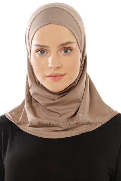 Micro Plain - Dunkeltaupe One-Piece Hijab