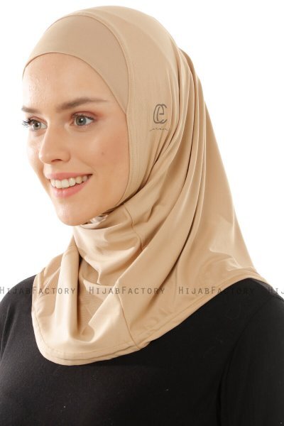 Micro Plain - Beige One-Piece Hijab - Ecardin