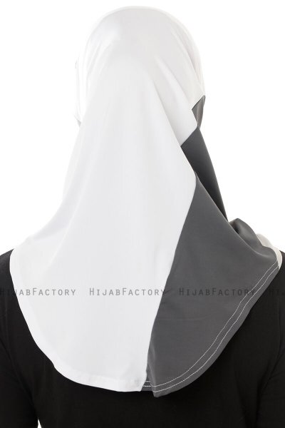 Esin - Weiß & Hellgrau & Anthrazit One-Piece Hijab