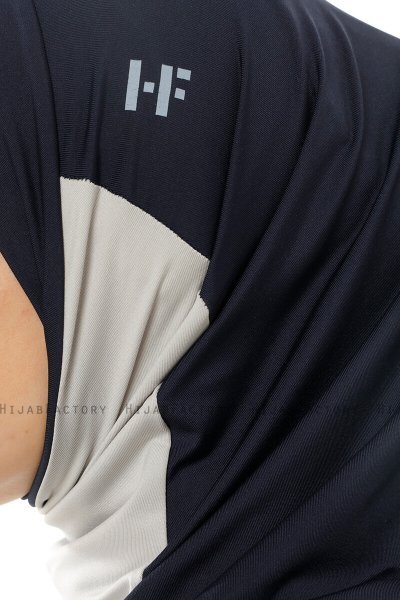 Esin - Navy Blau & Hellgrau & Hellblau One-Piece Hijab