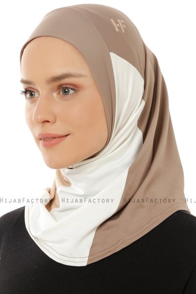 Esin - Dunkeltaupe & Creme & Helltaupe One-Piece Hijab