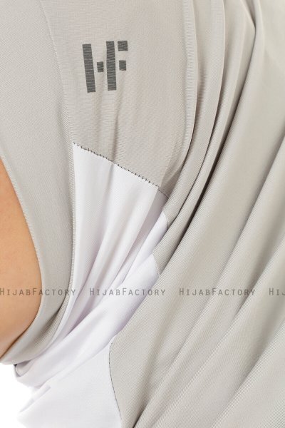 Esin - Hellgrau & Weiß & Anthrazit One-Piece Hijab