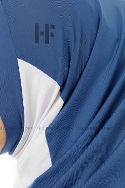 Esin - Indigo & Weiß & Navy Blau One-Piece Hijab