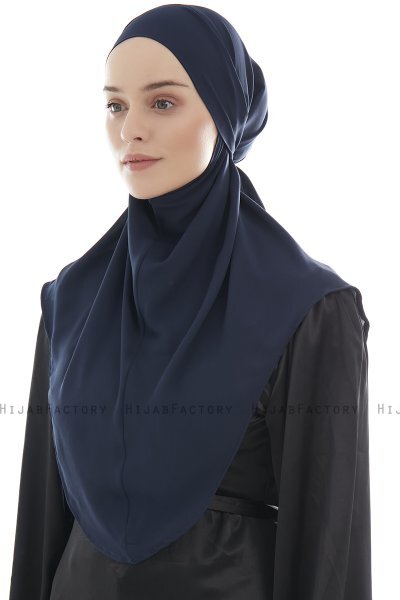 Ebrar - Navy Blau Crepe Chiffon Al Amira Hijab