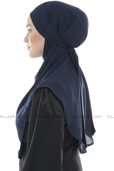 Ebrar - Navy Blau Crepe Chiffon Al Amira Hijab