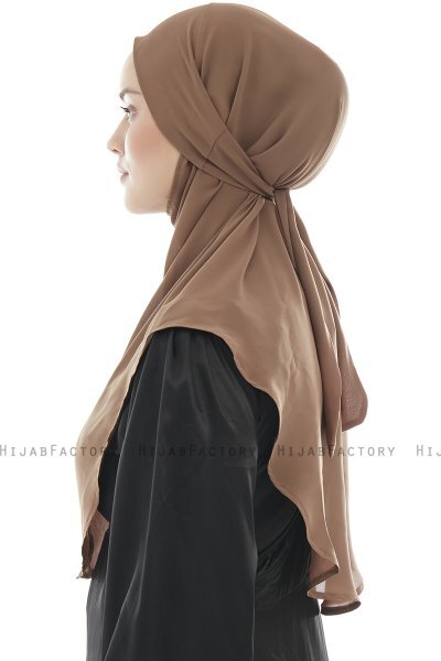 Ebrar - Braun Crepe Chiffon Al Amira Hijab