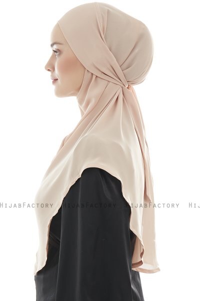 Ebrar - Beige Crepe Chiffon Al Amira Hijab