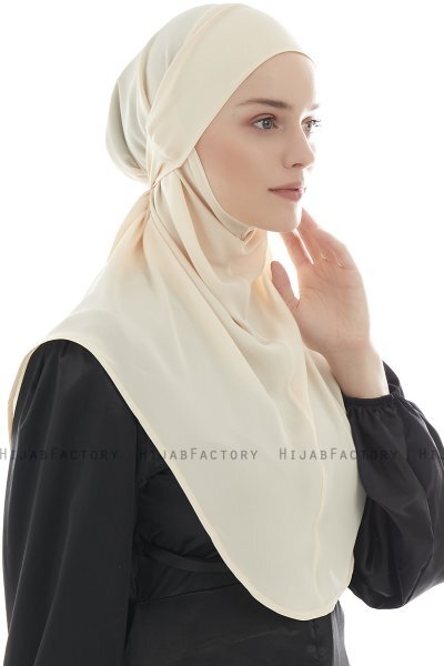 Ebrar - Leichte Beige Crepe Chiffon Al Amira Hijab