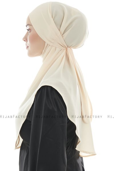 Ebrar - Leichte Beige Crepe Chiffon Al Amira Hijab
