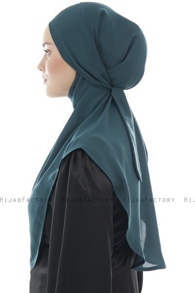 Ebrar - Dunkelgrün Crepe Chiffon Al Amira Hijab