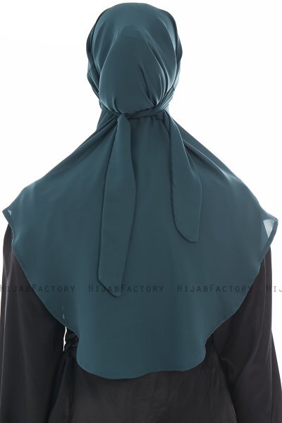 Ebrar - Dunkelgrün Crepe Chiffon Al Amira Hijab