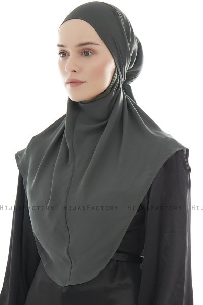 Ebrar - Khaki Crepe Chiffon Al Amira Hijab