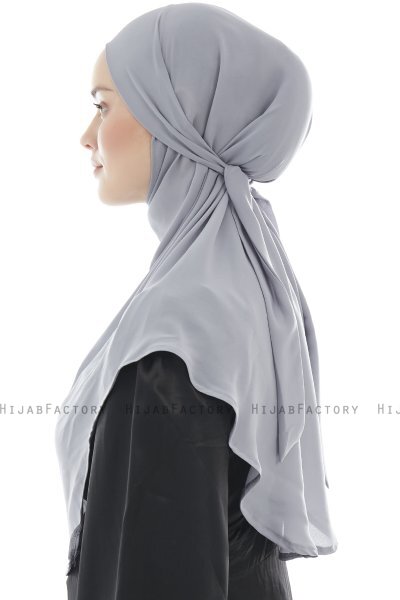 Ebrar - Hellgrau Crepe Chiffon Al Amira Hijab