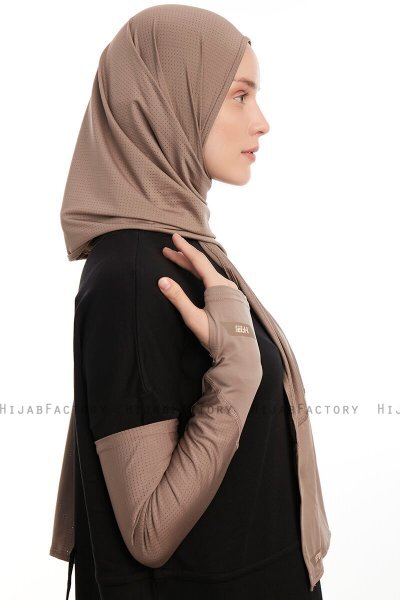 Azize - Dunkeltaupe Pro Scarf Sport Hijab Set