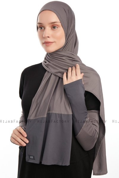 Azize - Dunkelgrau Pro Scarf Sport Hijab Set