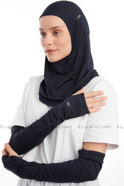 Bayda - Navy Blau Pro Sport Hijab Set