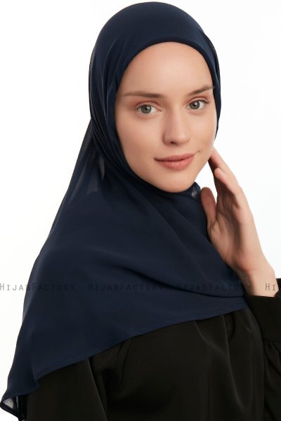 Eylem - Navy Blau One Piece Chiffon Hijab