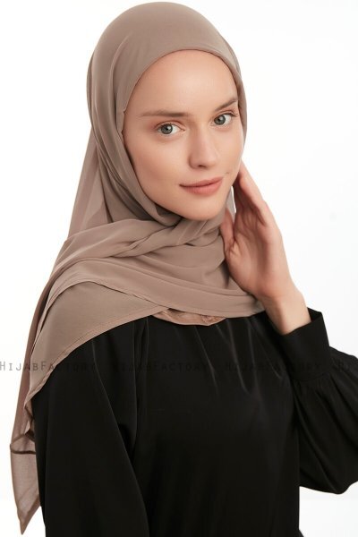 Eylem - Dunkeltaupe One Piece Chiffon Hijab