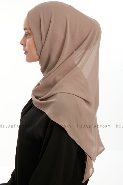 Eylem - Dunkeltaupe One Piece Chiffon Hijab