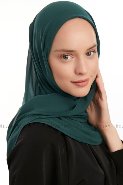 Eylem - Dunkelgrün One Piece Chiffon Hijab