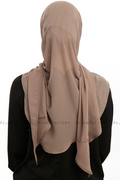 Sahar - Dunkeltaupe One Piece Chiffon Hijab