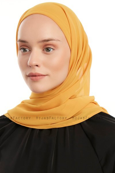 Sahar - Senf One Piece Chiffon Hijab