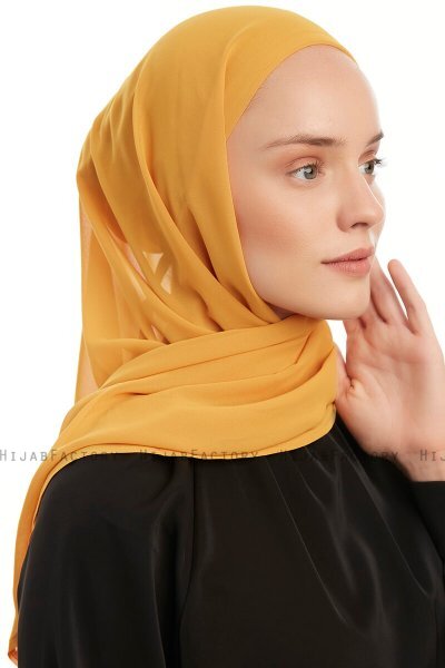 Sahar - Senf One Piece Chiffon Hijab