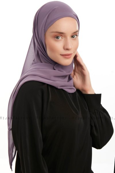 Sahar - Dunkelviolett One Piece Chiffon Hijab