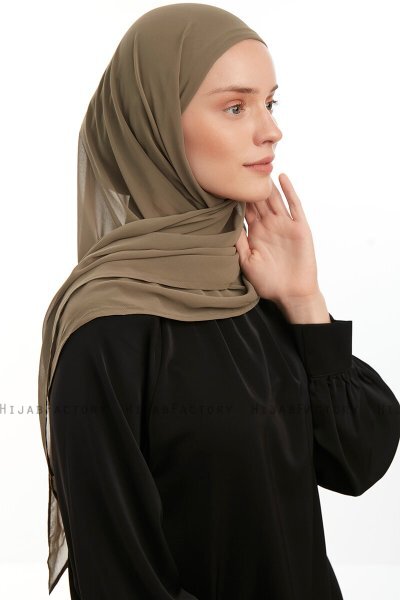 Sahar - Olivgrün One Piece Chiffon Hijab