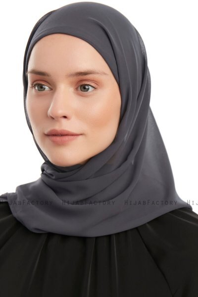 Sahar - Anthrazit One Piece Chiffon Hijab