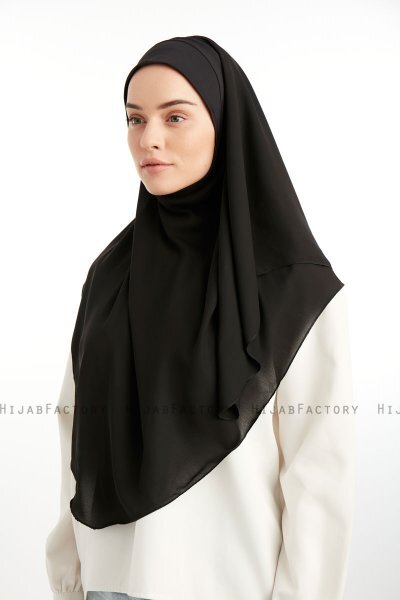 Bengi - Schwarz Micro Krep Turban Hijab