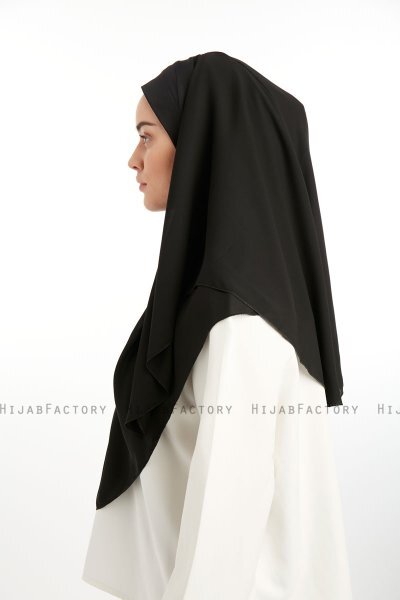 Bengi - Schwarz Micro Krep Turban Hijab