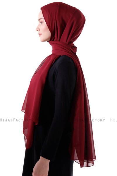Hadise - Dunkel Bordeaux Chiffon Hijab
