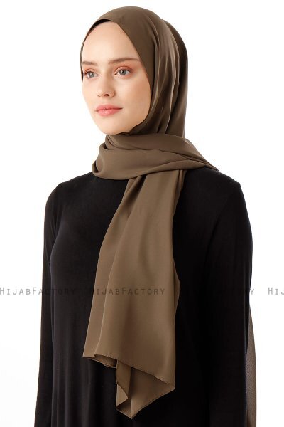 Hadise - Dunkles Khaki Chiffon Hijab