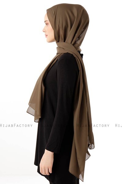 Hadise - Dunkles Khaki Chiffon Hijab