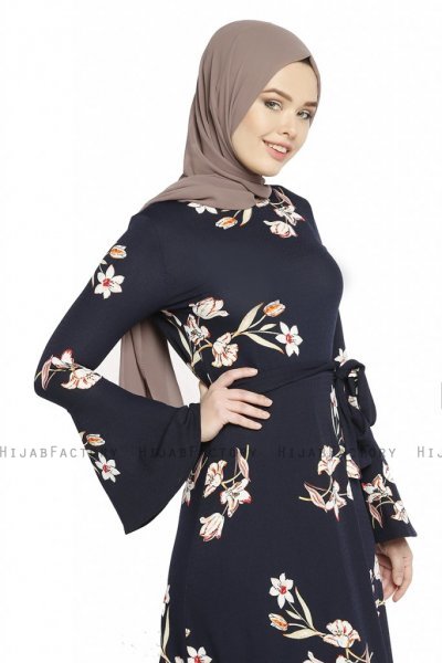 Naima - Navy Blau & Lachsfarbe Kleid