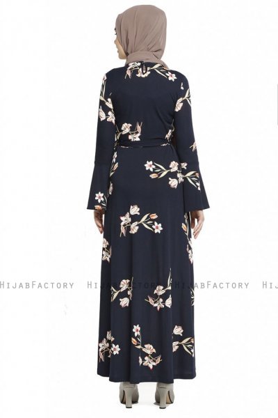 Naima - Navy Blau & Lachsfarbe Kleid