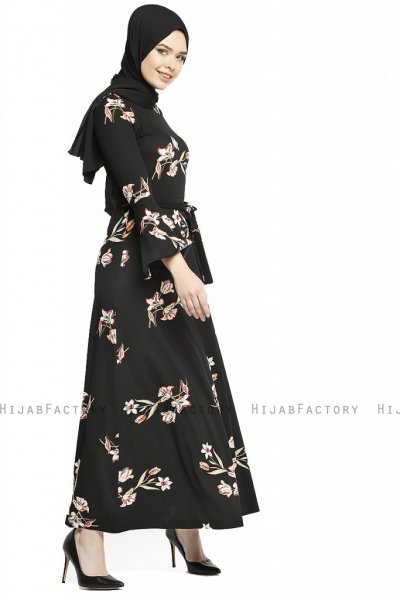 Naima - Schwarz & Lachsfarbe Kleid
