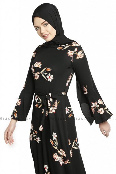 Naima - Schwarz & Lachsfarbe Kleid