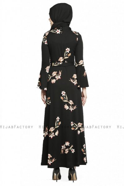 Naima - Schwarz & Lachsfarbe Kleid